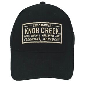 Knob Creek Bourbon Whiskey Hat Small Batch Unisex Black Leather‎ Strapback Cap